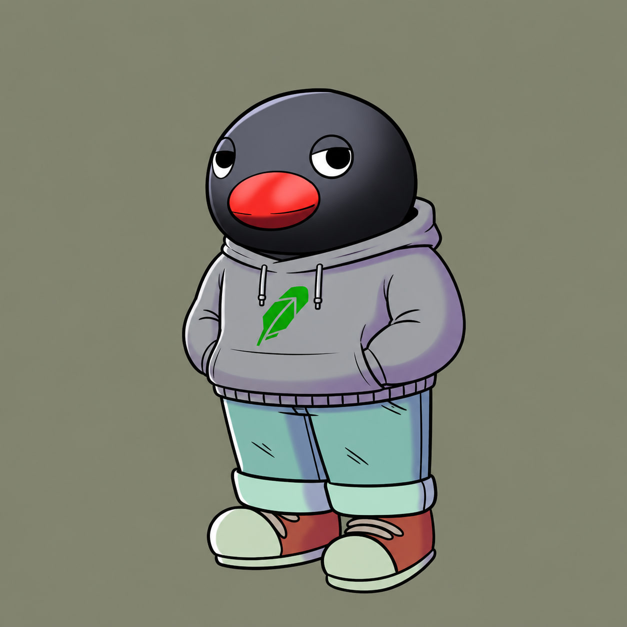 noot in a robinhood hoodie