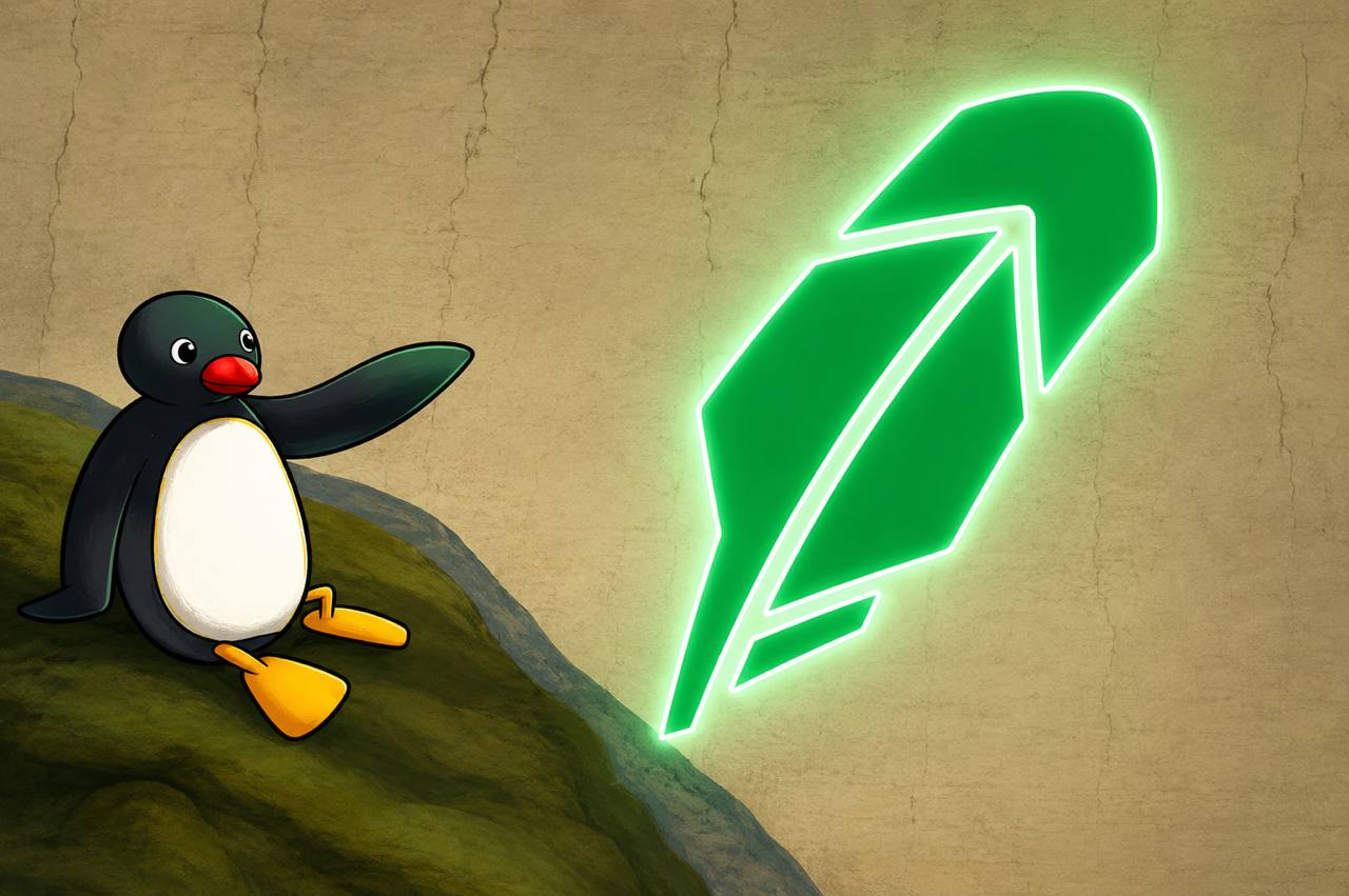 noot pointing at a glowing robinhood feather
